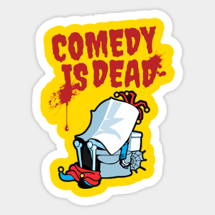 Comedy is Dead- Cartoon of A Jester on the Toilet 2.0 Sticker